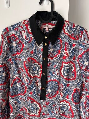 Juicy Couture 100% Silk Paisley Shirt Dress/Tunic Size S